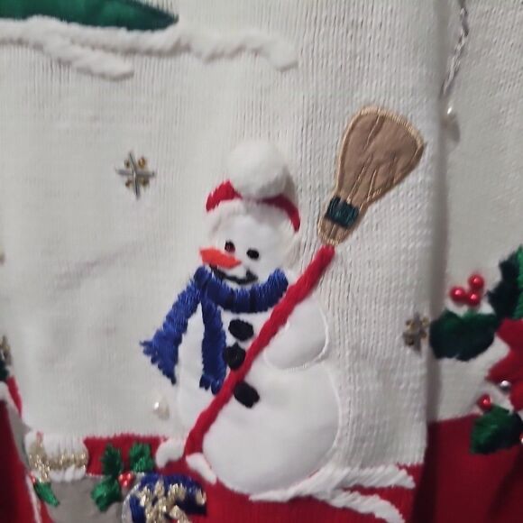 NWT Vintage Christmas Holiday Sweater Size Medium Snowman Nutcracker - Picture 3 of 8
